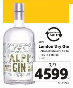 Lidl ALPI London Dry Gin ajánlat