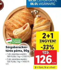 Lidl Sárgabarackos-túrós párna, 90g ajánlat