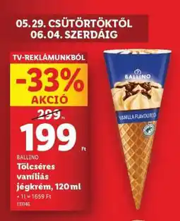 Lidl BALLINO Tölcséres vaníliás jégkrém, 120 ml ajánlat