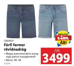 Lidl LIVERGY Férfi farmer rövidnadrág ajánlat