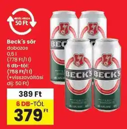 Spar Beck's sör dobozos ajánlat
