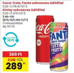 Spar Coca-Cola, Fanta, Kinley szénsavas üdítőital ajánlat