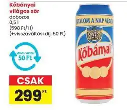 Spar KŐBÁNYAI Világos sör ajánlat