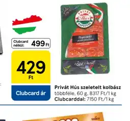 Tesco Privát Hús szeletelt kolbász ajánlat