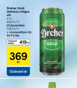 Tesco Dreher Gold dobozos világos sör ajánlat