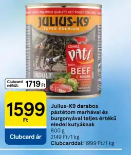 Tesco Julius-K9 darabos pástétom marhával és burgonyával teljes értékű eledel kutyáknak ajánlat