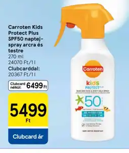 Tesco Carroten Kids Protect Plus SPF50 naptej-spray arcra és testre ajánlat