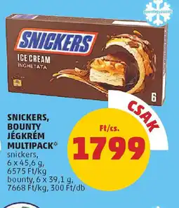 PENNY Snickers, bounty jégkrém multipack ajánlat