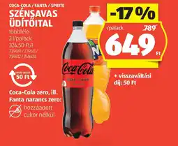ALDI Coca-cola / fanta / sprite szénsavas üdítőital ajánlat