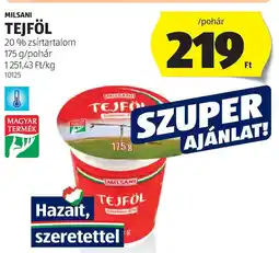 ALDI Milsani tejföl ajánlat