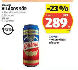 ALDI Kőbányai világos sör ajánlat