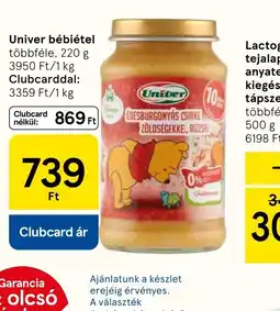 Tesco Univer bébiétel ajánlat