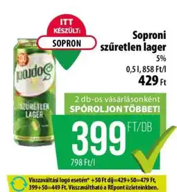 Coop Soproni szűretlen lager ajánlat