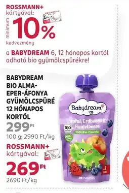 Rossmann Babydream Bio Alma-Eper-Áfonya Gyümölcspüré ajánlat