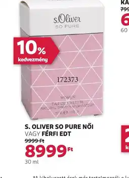 Rossmann S. Oliver So Pure Női vagy Férfi EDT ajánlat