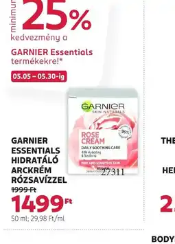 Rossmann Garnier Essentials Hidratál Arckrém Rzsav HELYREÁLLÍTÓzzel ajánlat