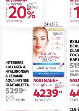 Interhers Kollagén ROSSMANN+ Hyaluronsav ROSSMANN+ Ceramid Aqua Intense filmtabletta