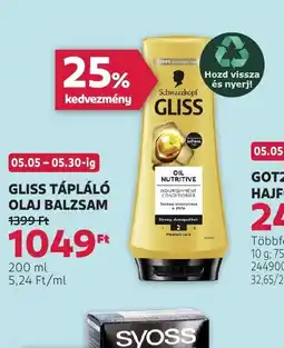 Rossmann Gliss Táplál Olaj Balzsam ajánlat