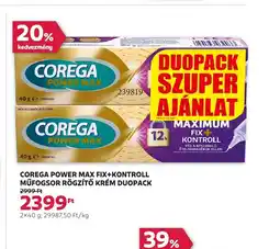 Rossmann Corega Power Max Fix+Kontroll Műfogsor Rögzítő Krém Duopack ajánlat