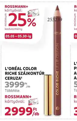 Rossmann L'oréal color riche szájkontúr ceruza ajánlat