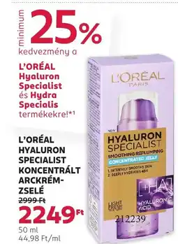 Rossmann L'oréal hyaluron specialist koncentrált arckrém- zselé ajánlat