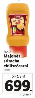 Lidl Kania Majonéz sriracha chiliszósszal ajánlat