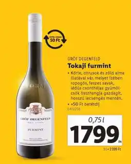 Lidl GRÓF DEGENFELD Tokaji Furmint ajánlat