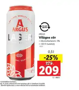 Lidl Argus Világos sör ajánlat