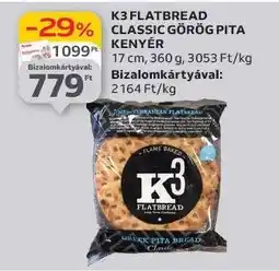 Auchan K3 Flatbread Classic Görög Pita Kenyér ajánlat