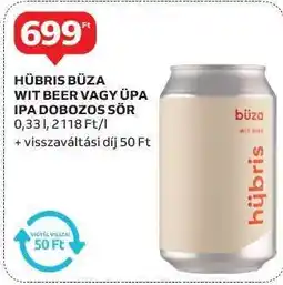 Auchan Hübris Búza Wit Beer vagy Üpa IPA Dobozos Sör ajánlat