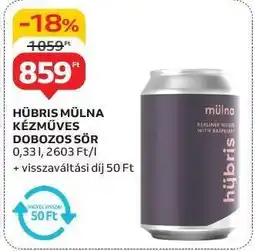 Auchan Hübris Múlna Kézműves Dobozos Sör ajánlat
