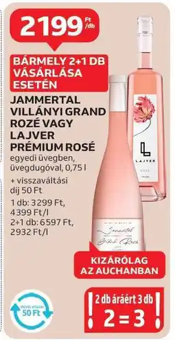 Auchan Jammertal Villányi Grand Rozé vagy Lajver Prémium Rosé ajánlat