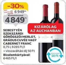 Auchan Sebestyén Szekszárdi Görögszói Merlot, Gradus Cuvée vagy Cabernet Franc ajánlat