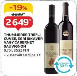 Auchan THUMMERER TRÉFLI CUVÉE, EGRI BIKAVÉR VAGY CABERNET SAUVIGNON ajánlat
