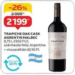 Auchan TRAPICHE OAK CASK ARGENTIN MALBEC ajánlat