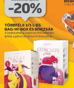 Auchan TÖBBFÉLE 3/5 L-ES BAG-IN-BOX ÉS BORZSÁK ajánlat