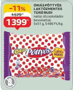 Auchan Óriás Pöttyös Laktózmentes Túró Rudi ajánlat