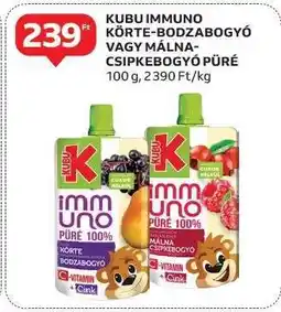 Auchan Kubu Immuno Körte-Bodza vagy Málna-Csipkebogyó Püré ajánlat