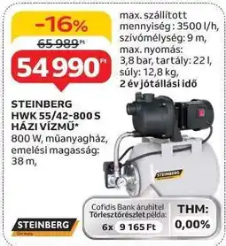 Auchan STEINBERG HWK 55/42-800 S HÁZI VÍZMŰ ajánlat