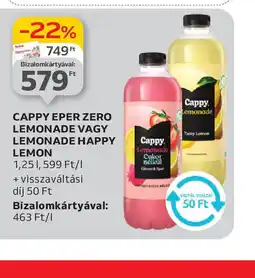 Auchan Cappy Eper Zero Lemonade vagy Lemonade Happy Lemon ajánlat