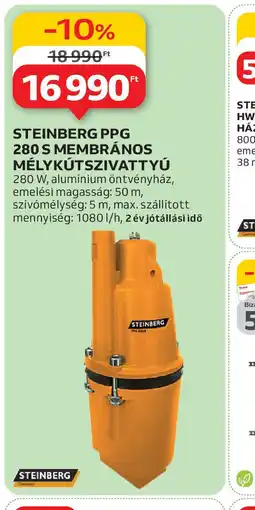 Auchan Steinberg PPG 280 S membrános mélykútszivattyú ajánlat