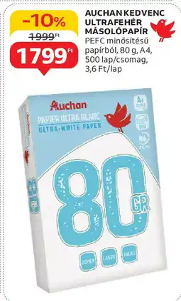 Auchan Auchan kedvenc ultrafehér másolópapír ajánlat