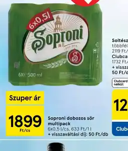 Tesco Soproni dobozos sör ajánlat