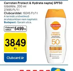 Tesco Carroten Protect HYALURONIC ACID Hydrate naptej SPF50 ajánlat