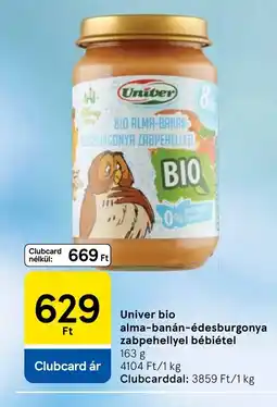 Tesco Univer bio alma-banán-édesburgonya zabpehellyel bébiétel ajánlat