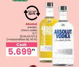 Spar Absolut eredeti, Citron vodka ajánlat