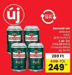 Spar Borsodi sör dobozos ajánlat