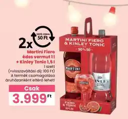 Spar Martini Fiero édes vermut 1 l + Kinley Tonic 1,5 l ajánlat