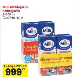 Spar MILLI Főzőtejszín / habtejszín ajánlat