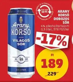 PENNY Arany Korsó Dobozos Sör ajánlat